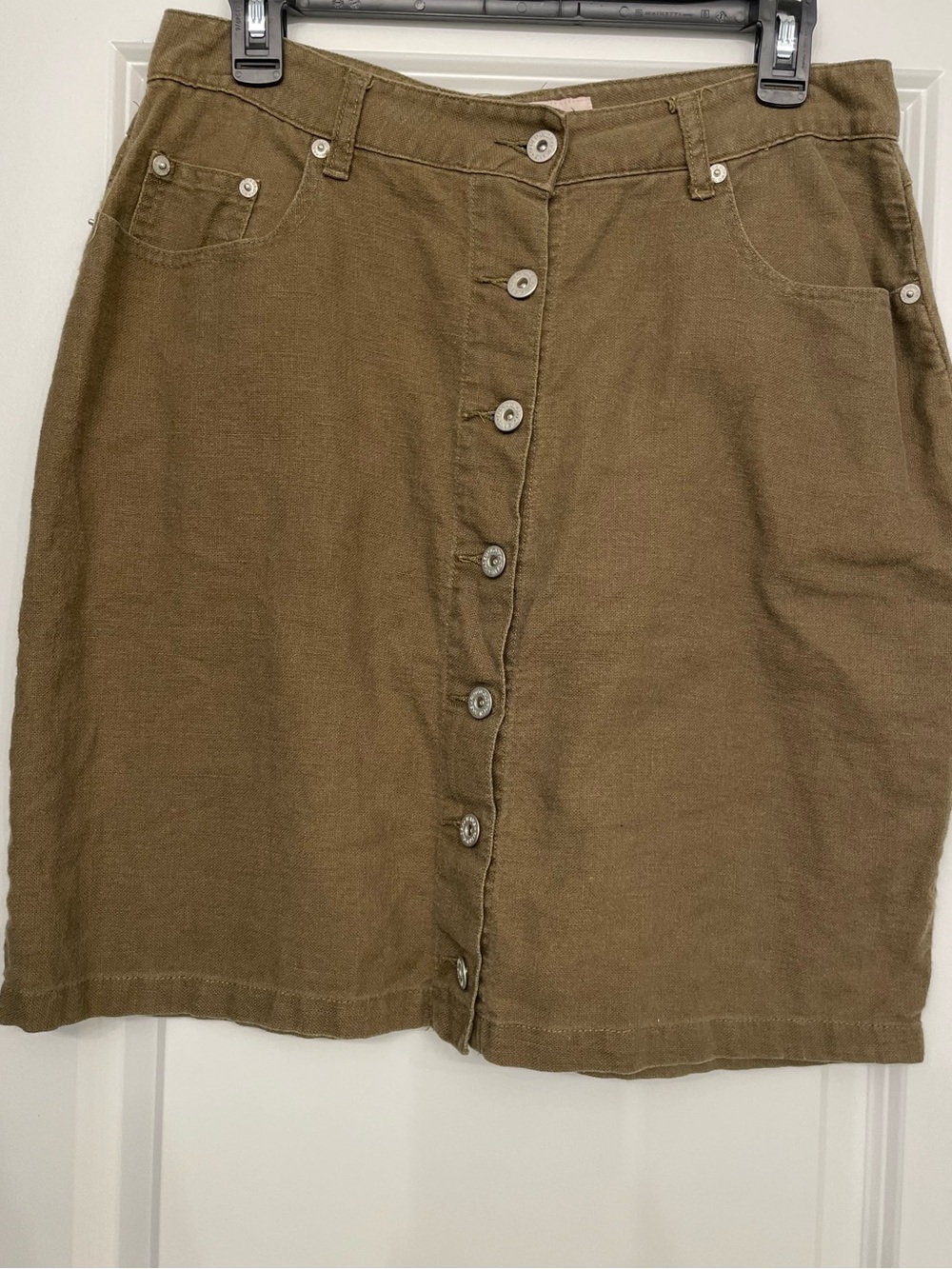 VTG Faded Glory Olive Button Front Utility Mini Skirt Size ✨12